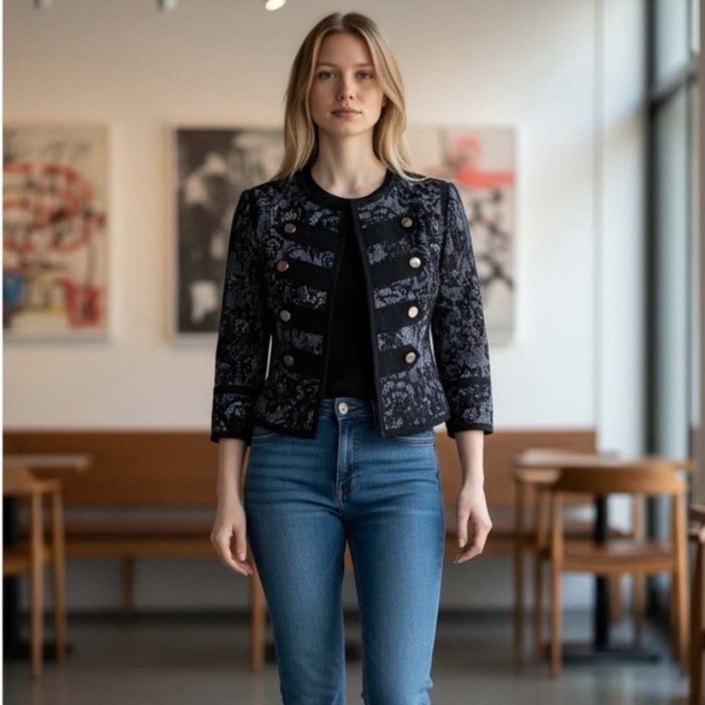 Bianca Nygard Black Purple Floral Coat